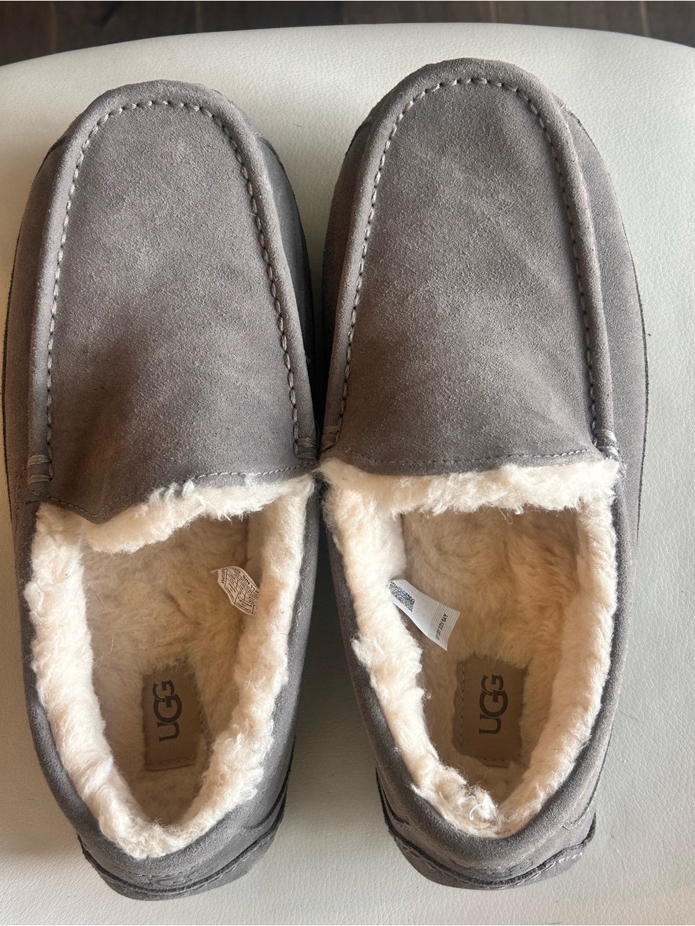 UGG Men’s Gray Suede Plush-Lined Slip-Ons size 10